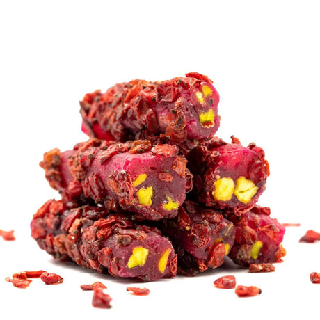 Ganik Sarsultan | Turkish Delight Pistachio Pomegranate Fingers with Barberries