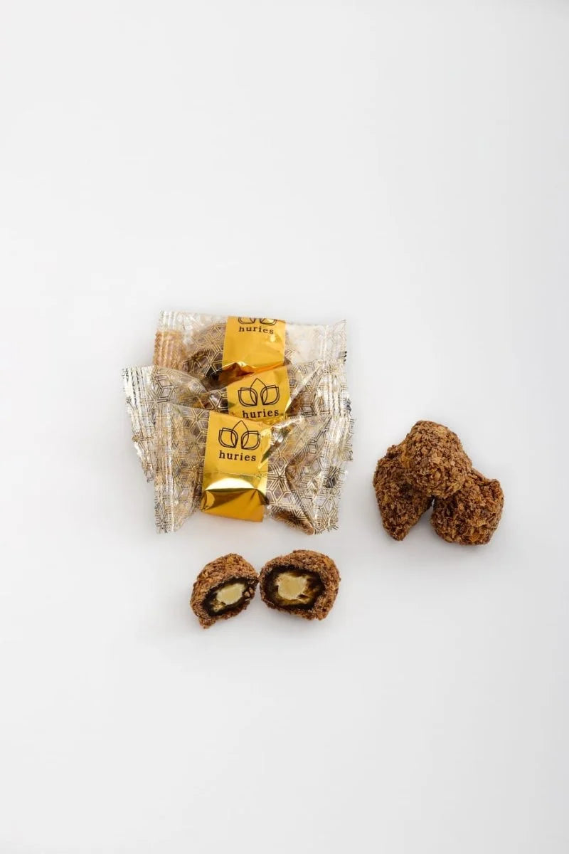 Huries Premium Almond-Stuffed Crispy Chocolate Dates - 200g Tube