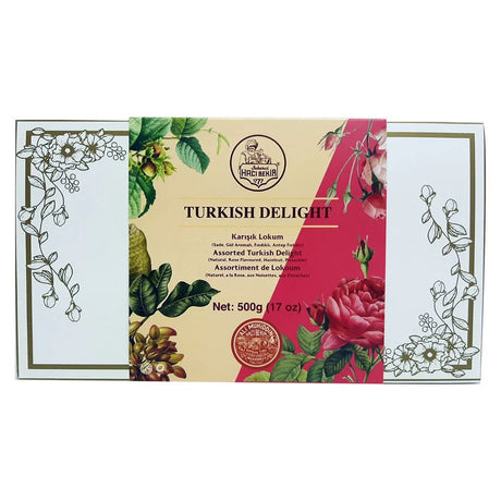 Haci Bekir Exclusive Turkish Delight Assorted - Unique Consistency Lokums (Plain/Rose/Pistachio/Hazelnut)
