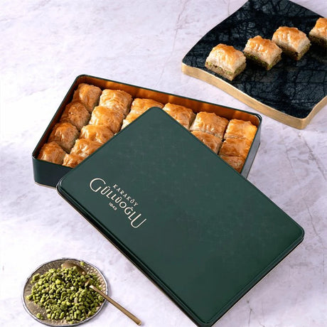 Karakoy Gulluoglu  Baklava with Pistachio in Metal Gift Box