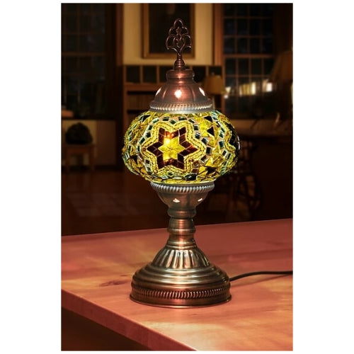 Mosaic Table Lamp, Small, No10 Yellow Stars