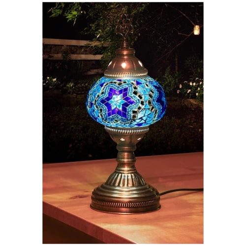 Mosaic Table Lamp, Small, No8 Blue Stars