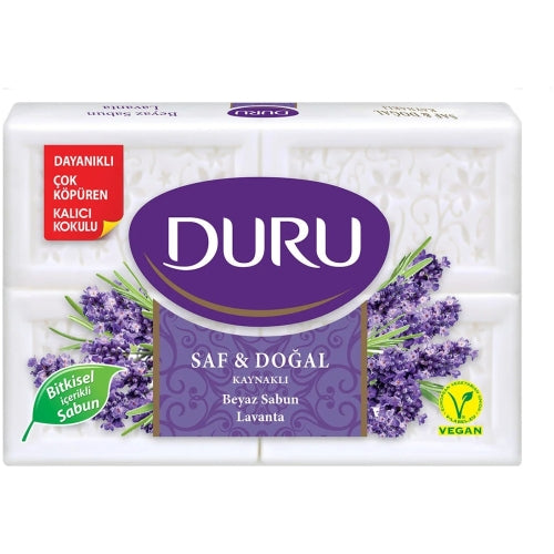 Pure & Natural Lavender Hammam Soap, Duru, 4 Bars, 600g – 21.16oz