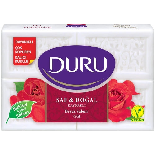 Turkish Pure & Natural Rose Hammam Soap, Duru, 4 Bars, 600g – 21.16oz