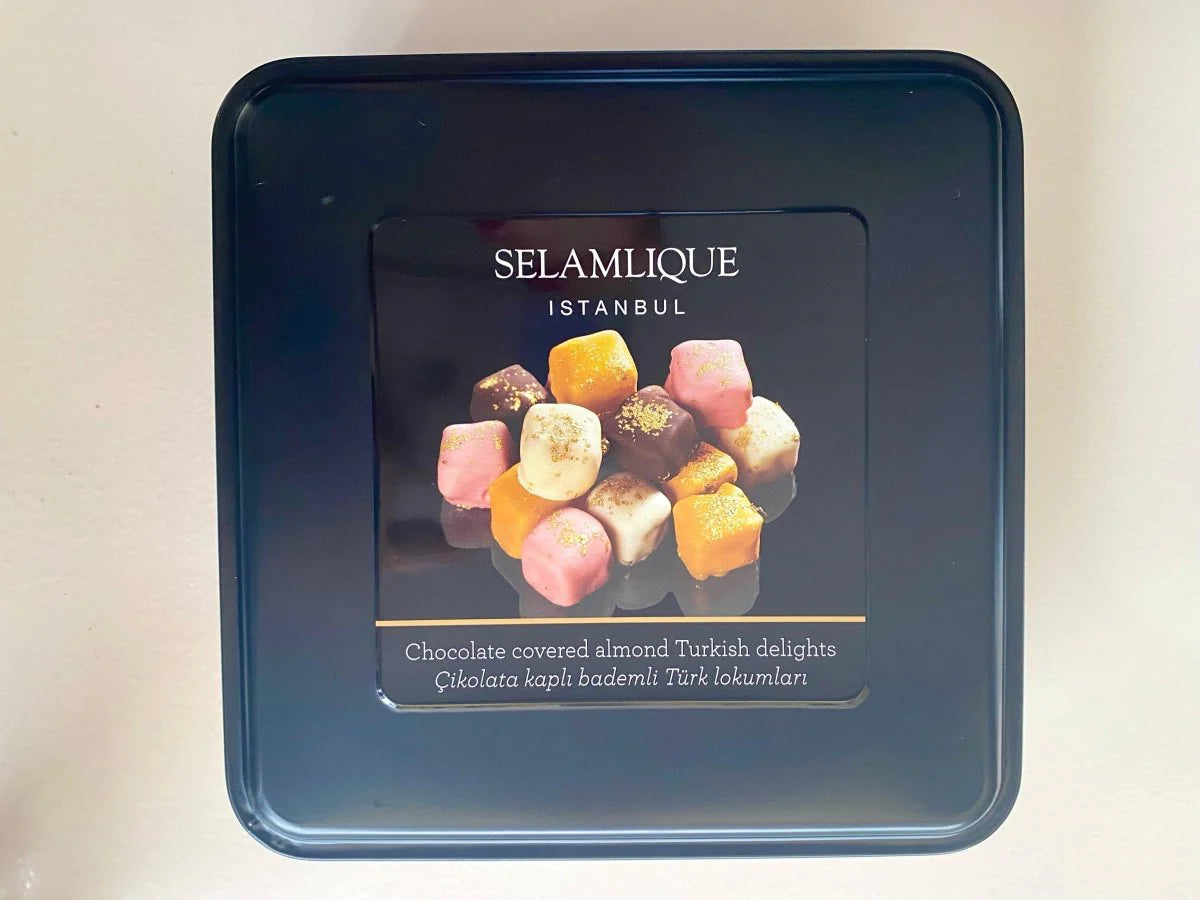 Selamlique Mixed Turkish Delight - Chocolate Covered Almond Delight Sprinkled with Gold Dust