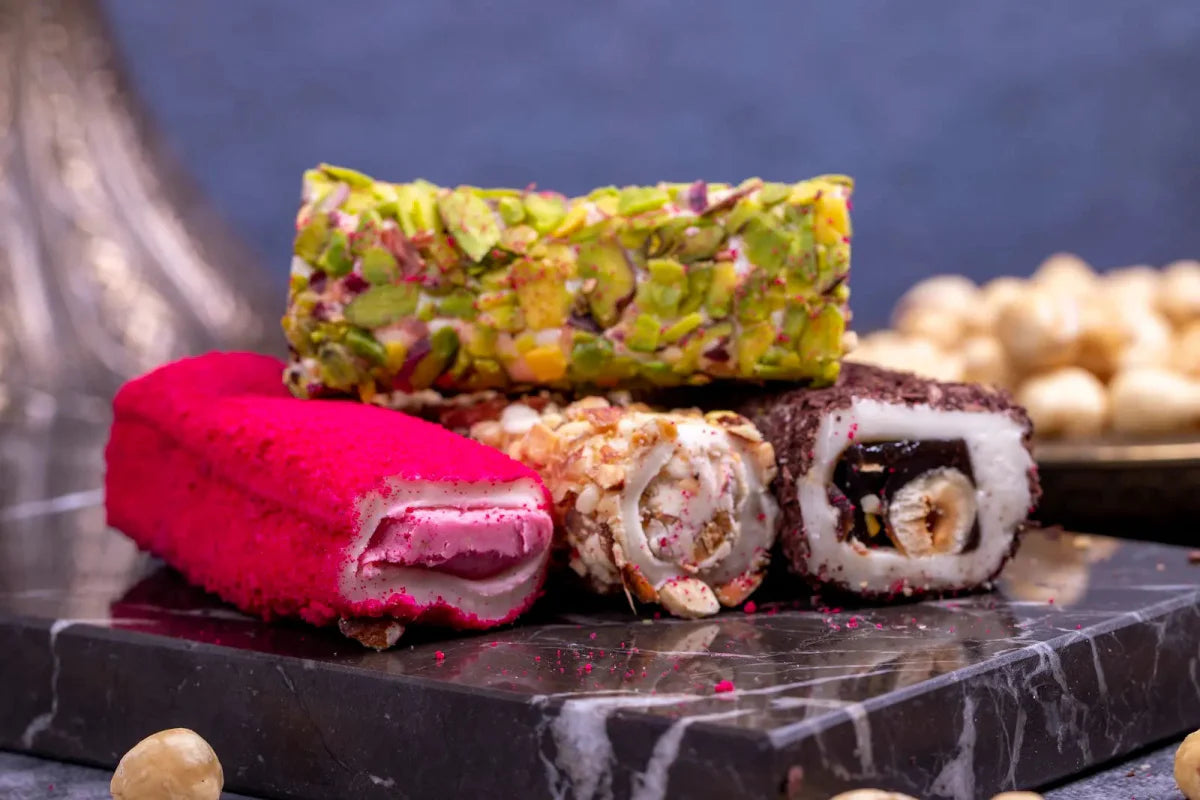 Sukru Efendi 1935 | Mix Turkish Delight Wraps with Pistachio and Hazelnut in Gift Metal Box