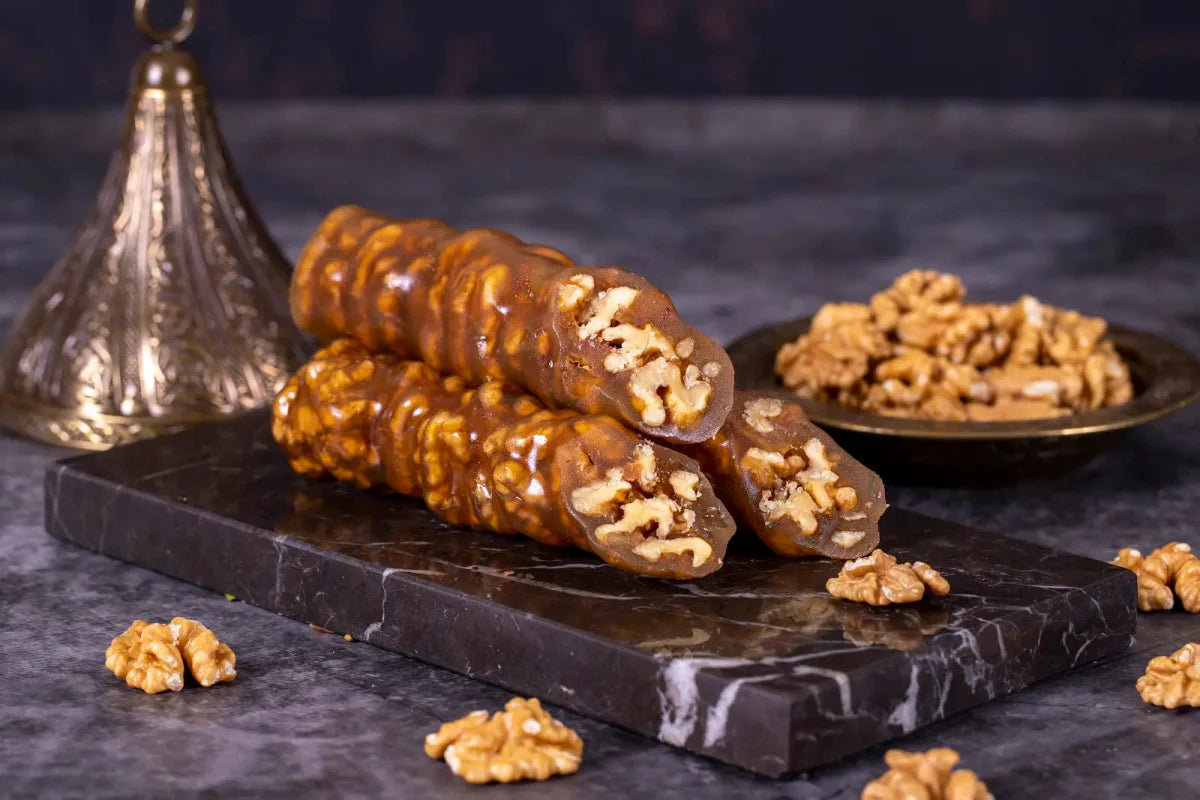 Sukru Efendi 1935 | Turkish Walnut Churchkhela (Cevizli Sucuk) with Yellow Grape Molasses in Metal Box