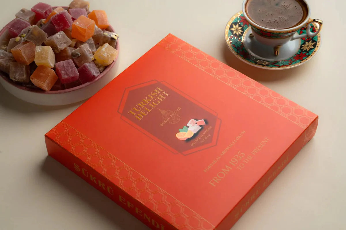 Sukru Efendi 1935 | Turkish Delight Square Box Orange Flavored